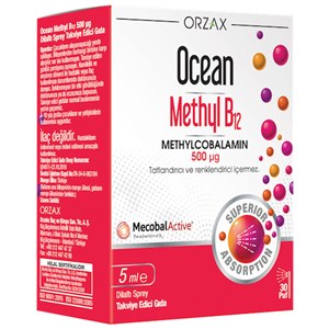 Orzax Ocean Methyl B12 500 MCG Sprey 5 ML B12 Takviyesi